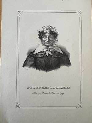 [Antique print, lithography] Portrait print of nearly blind female writer Peternella (Petronella)...