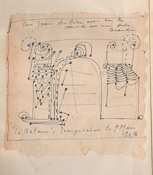 Two original drawings in the Livre d'or of the Librairie "A la Balance," 2 rue des Beaux-Arts, Pa...
