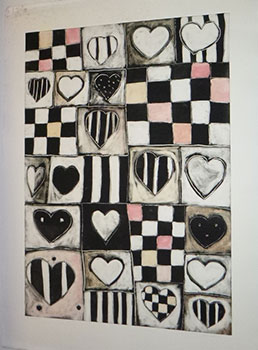 Hearts and Squares. First edition of the color etching.
