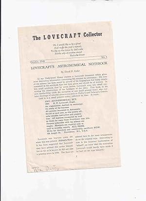 The Lovecraft Collector October 1949, No. 3 (inc. Lovecraft's Astronomical Notebook By David H Ke...