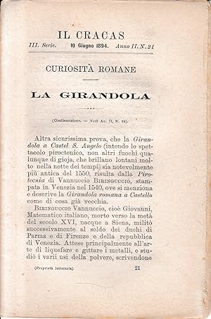Il Cracas. Diario di Roma. Vol. 2. III serie,10 Giugno 1894, anno II, n. 21
