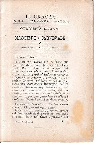 Il Cracas. Diario di Roma. Vol. 1. III serie, 25 Febbraio 1894, anno II, n. 8