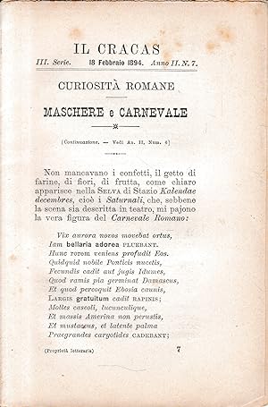 Il Cracas. Diario di Roma. Vol. 1. III serie, 18 Febbraio 1894, anno II, n. 7