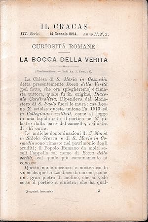 Il Cracas. Diario di Roma. Vol. 1.III serie, 14 Gennaio 1894. Anno II, n. 2.