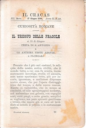Il Cracas. Diario di Roma. Vol. 2. III serie, 17 Giugno 1894, vol. 2. anno II, n. 22
