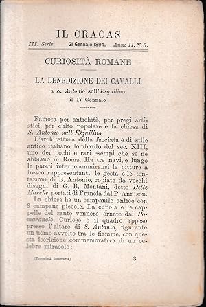 Il Cracas. Diario di Roma. Vol. 1. III serie, 21 Gennaio 1894, Anno II, n. 3