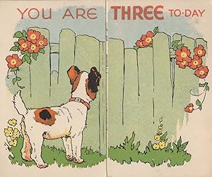Antique Real Opening Gate & Dog Fence 3rd Birthday Old Greetings Card