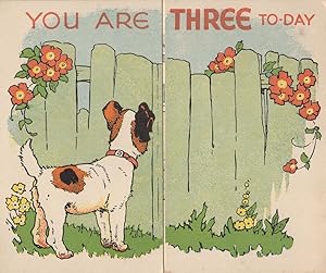 Antique Real Opening Gate & Dog Fence 3rd Birthday Old Greetings Card