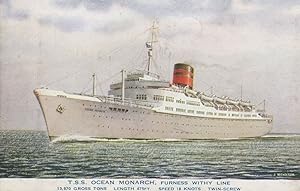 TSS Ocean Monarch Steamer Cruise Ship Furness Withy Line Postcard