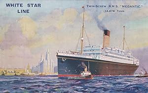 RMS Megantic White Star Lines Antique Postcard