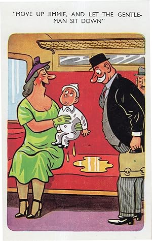 Baby Urinates In Train Carriage Posh Man Seat Comic Railway Postcard
