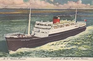 MV Ulster Prince Belfast Steamship Company Ship Old Postcard