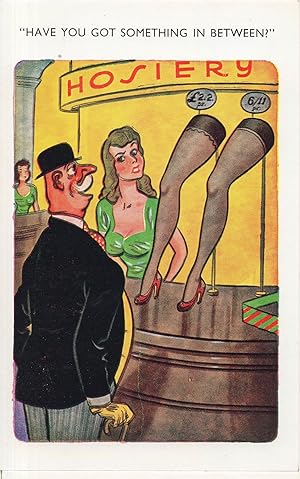 Hosiery Shop Mannequin Suspender Top Legs Old Comic Postcard