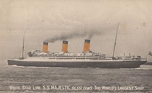 SS Majestic White Star Line Ship Antique Rare Postcard