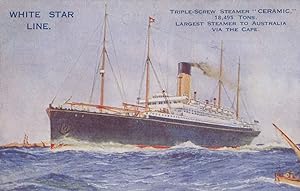 Steamer Ceramic White Star Line Ship Advertising Old Postcard