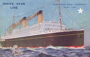 RMS Homeric White Star Line Antique Ship Postcard