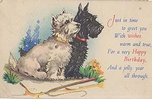 Scotty Dog Greetings Old Postcard