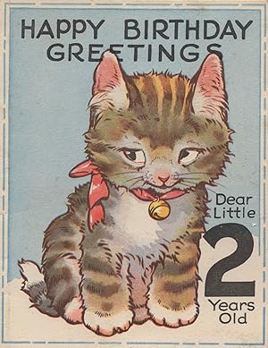 Real Cats Eyes Fold Open 2nd Birthday Unique Old Greetings Card