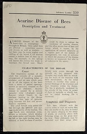 "Acarine Disease of Bees Description and Treatment" Advisory Leaflet 330