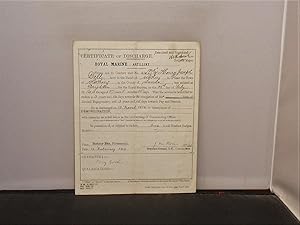 Certificate of Discharge from the Royal Marine Artillery, dated 10 February 1919