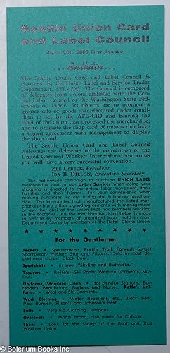 Seattle Union Card and Label Council, Bulletin