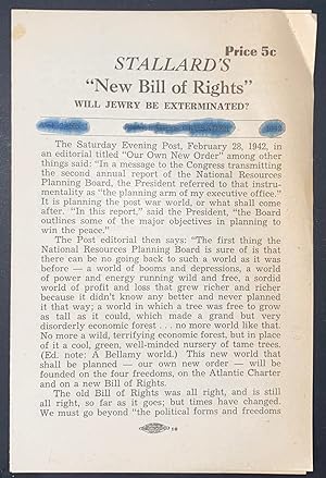 Stallard's "New Bill of Rights." Will Jewry be Exterminated