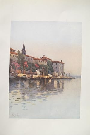 1905 Original Italian Print - Italian Travel Colour Plate - A Grey Morning, Lago Maggiore
