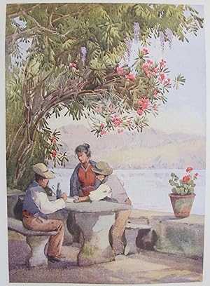 1905 Original Italian Print - Italian Travel Colour Plate - A Restaurant