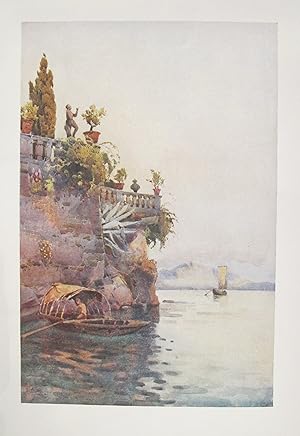 1905 Original Italian Print - Italian Travel Colour Plate - In the Shadow of the Terrace