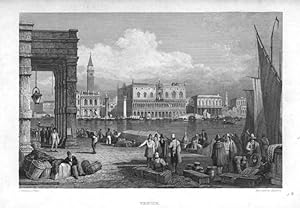 HISTORICAL VIEW OF VENICE,1830 Steel Engraving,Antique Italian Print