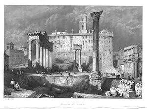 VIEW OF THE FORUM IN ROME,1830 Steel Engraving,Antique Italian Print