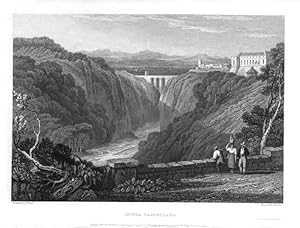 VIEW OF THE CIVITA CASTELLANA,in the province of Viterbo,near Rome,1830 Steel Engraving,Antique I...