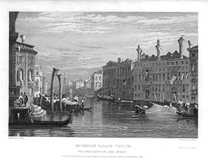 MOCENIGO PALACE IN VENICE,The residence of Lord Byron,1830 Steel Engraving,Antique Italian Print