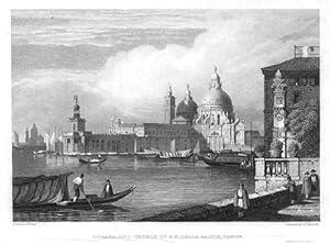 THE DOGANA and Basilica di Santa Maria della Salute,on the Grand Canal in Venice,1830 Steel Engra...