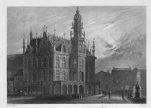 VIEW OF AUDENARDE TOWN HALL in Belgian municipality in the Flemish province of East Flanders,ca18...