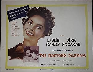 The Doctor's Dilemma Lobby Title Card 1959 Leslie Caron, Dirk Bogarde