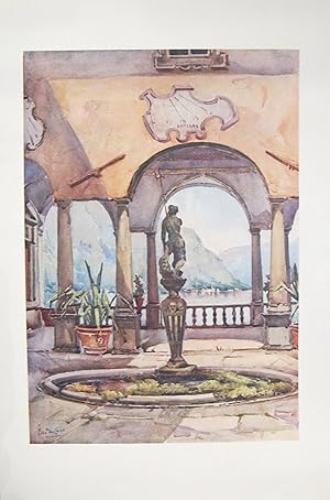 1905 Original Italian Print - Italian Travel Colour Plate - The Loggia, Villa Pliniana, Lago di Como