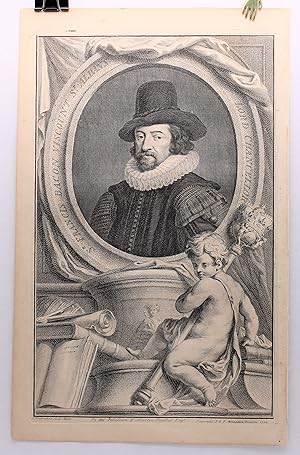 PORTRAIT OF SIR FRANCIS BACON: Original Copperplate Engraving from HEADS OF ILLUSTRIOUS PERSONS O...