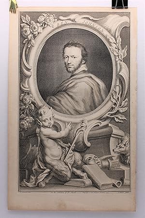 PORTRAIT OF BEN JOHNSON [sic]: Original Copperplate Engraving from HEADS OF ILLUSTRIOUS PERSONS O...