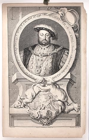 PORTRAIT OF KING HENRY VIII: Original Copperplate Engraving from HEADS OF ILLUSTRIOUS PERSONS OF ...