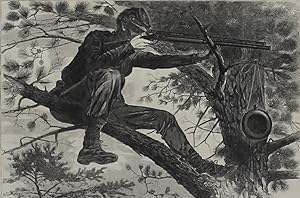 THE ARMY OF THE POTOMAC--A SHARP-SHOOTER ON PICKET DUTY [Original Wood Engraving]