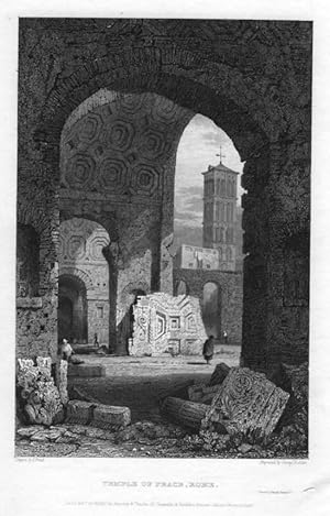 MONTE AVENTINO IN ROME,1830 Steel Engraving,Antique Italian Print