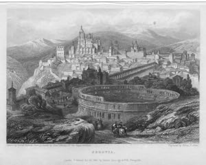 LANDSCAPE VIEW OF SEGOVIA, in central Spain's Castile and León region,1837 Steel Engraving,Antiqu...
