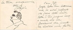 CARUSO, ENRICO Autograph Letter Signed with Self Portrait Drawing