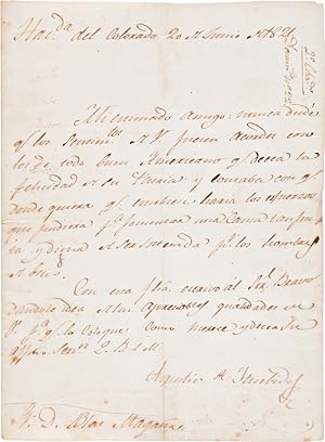 [AUTOGRAPH LETTER, SIGNED, FROM FUTURE EMPEROR OF MEXICO AGUSTIN DE ITURBIDE TO A MEXICAN OFFICER...