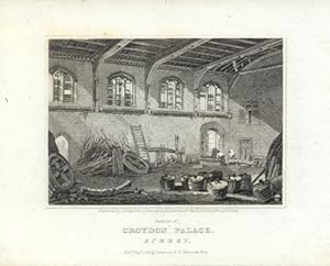 INJTERIOR OF CRODON PALACE IN SURRY ENGLAND,1821 Steel Engraving - Vignette Antique Print
