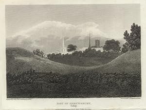 PART OF SHREWSBURY IN SALOP,LANDSCAPE VIEW ,1810 Copper Engraving - Antique Print