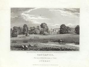 VIEW OF OATLANDS HOUSE IN SURREY,Seat of The Duke of York,Princess Diana,1822 Steel Engraving - A...