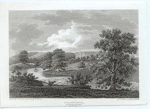 CHATSWORTH HOUSE,SEAT OF THE DUKE OF DEVONSHIRE ,1810 Copper Engraving - Antique Print