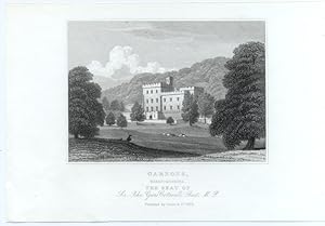 GARNONS IN HERTFORDSHIRE,The Seat of John Cotterell,1829 Steel Engraving - Antique Print